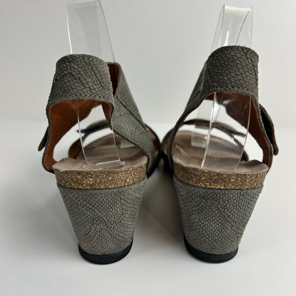 Taos Sandals 41 US 10-10.5 Taupe Carousel 2 Wedge Open Toe Leather Comfort - Picture 5 of 15